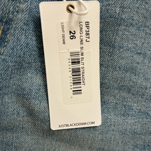 NWT Just Black Denim Blue Women's Jeans Size 26 Long Line Slim Slit Straight - Picture 5 of 7